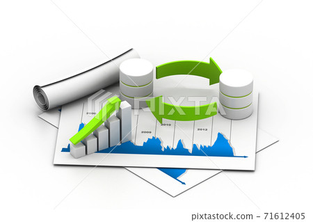 Databases concept icon with graph in chart . Databases concept icon with graph in chart . 71612405
