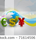 Globe with currency symbols in abstract design 71614506