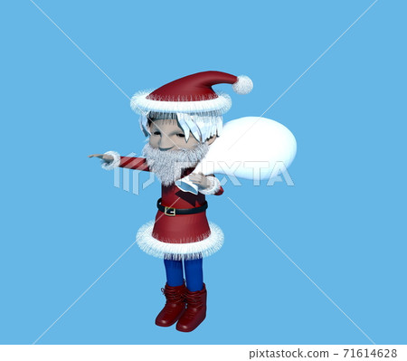Santa Claus with a Christmas gifts bag 71614628