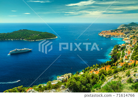 Amazing panoramic view of the walled city Dubrovnik, Dalmatia, Croatia Amazing panoramic view of the walled city Dubrovnik, Dalmatia, Croatia 71614766