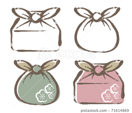 Japanese style furoshiki set / line art 71614869