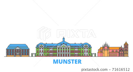Germany, Munster line cityscape, flat vector. Travel city landmark, oultine illustration, line world icons Germany, Munster line cityscape, flat vector. Travel city landmark, oultine illustration, line world icons 71616512
