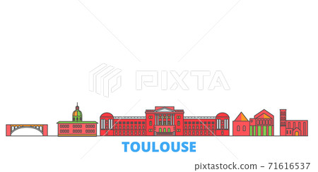 France, Toulouse line cityscape, flat vector. Travel city landmark, oultine illustration, line world icons 71616537