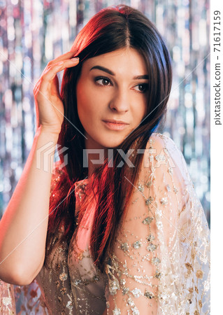 festive beautiful woman glamorous holiday look 71617159
