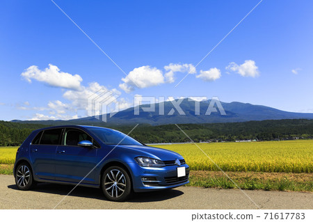 Mt. Chokai and imported car Yuza Town, Yamagata Prefecture 71617783