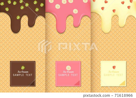 Flowing ice cream on wafer texture sweet food vector background design EPS10. 71618966