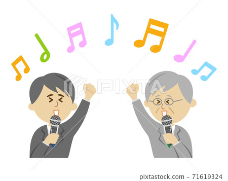 Illustration image of an office worker who gets excited by karaoke 71619324