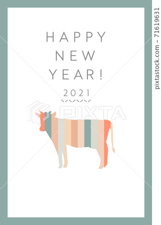 2021 New Year's card template / Ox year / Illustration / Fashionable / Simple / New Year / Cow / Cute 2021 New Year's card template / Ox year / Illustration / Fashionable / Simple / New Year / Cow / Cute 71619631
