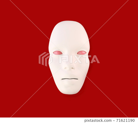 abstract white face mask in red surface, 3d illustration abstract white face mask in red surface, 3d illustration 71621190