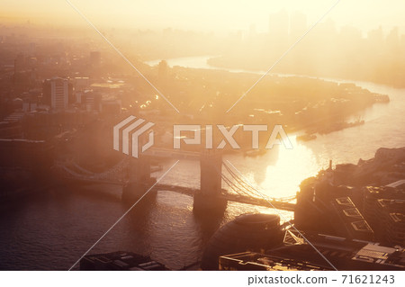London aerial view with Tower Bridge, UK 71621243