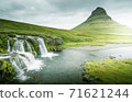 Kirkjufellsfoss Waterfall and Kirkjufell mountain 71621244