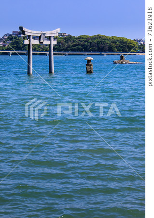 三島水域風光 三島神社 水下鳥居 柏井濱北公園 福岡市東區 照片素材 圖片 圖庫