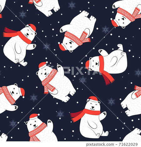 Christmas seamless pattern with polar bear background, Winter pattern with white bear, wrapping paper, winter greetings, web page background, Christmas and New Year greeting cards Christmas seamless pattern with polar bear background, Winter pattern with white bear, wrapping paper, winter greetings, web page background, Christmas and New Year greeting cards 71622029