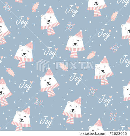 Christmas seamless pattern with polar bear background, Winter pattern with holly berry, wrapping paper, winter greetings, web page background, Christmas and New Year greeting cards Christmas seamless pattern with polar bear background, Winter pattern with holly berry, wrapping paper, winter greetings, web page background, Christmas and New Year greeting cards 71622030