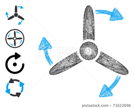 Hatched Three Bladed Screw Rotation Vector Mesh - Stock Illustration ...