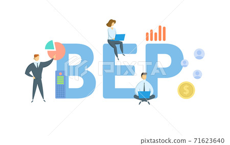 BEP, Break Even Point. Concept with keywords, people and icons. Flat vector illustration. Isolated on white. 71623640