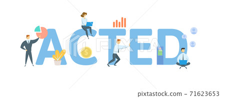 ACTED, d'Aide à la Coopération Technique et au Développement. Concept with keywords, people and icons. Flat vector illustration. Isolated on white. ACTED, d'Aide à la Coopération Technique et au Développement. Concept with keywords, people and icons. Flat vector illustration. Isolated on white. 71623653
