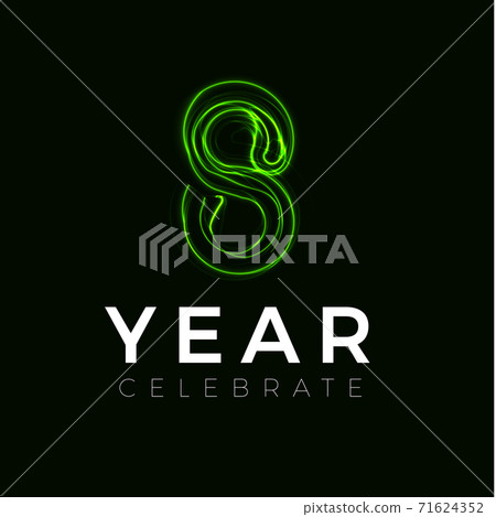 Eight Years celebrate poster for party. 8 years sign. Eighth birthday celebrate. Number for Halloween. Vector illustration Eight Years celebrate poster for party. 8 years sign. Eighth birthday celebrate. Number for Halloween. Vector illustration 71624352