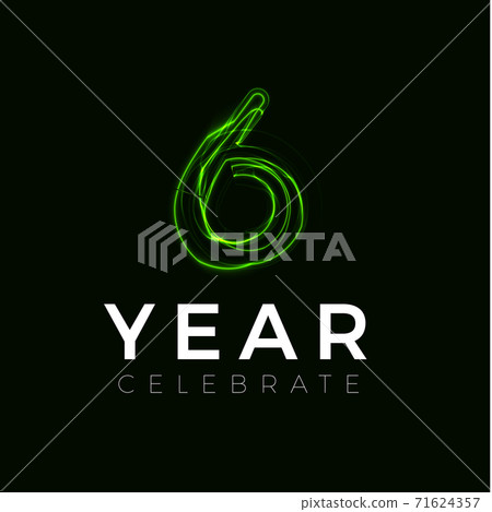 Six Years celebrate poster for party. 6 years sign. Sixth birthday celebrate. Number for Halloween. Vector illustration Six Years celebrate poster for party. 6 years sign. Sixth birthday celebrate. Number for Halloween. Vector illustration 71624357