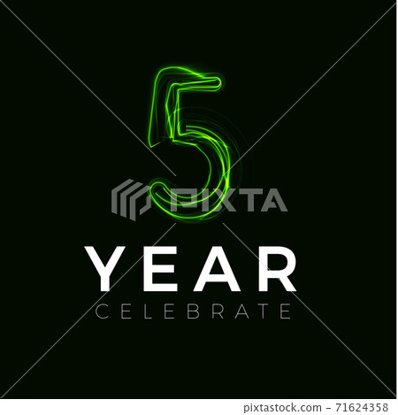 Five Years celebrate poster for party. 5 years sign. Fifth birthday celebrate. Number for Halloween. Vector illustration Five Years celebrate poster for party. 5 years sign. Fifth birthday celebrate. Number for Halloween. Vector illustration 71624358