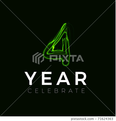 Four Years celebrate poster for party. 4 years sign. Fourth birthday celebrate. Number for Halloween. Vector illustration Four Years celebrate poster for party. 4 years sign. Fourth birthday celebrate. Number for Halloween. Vector illustration 71624363