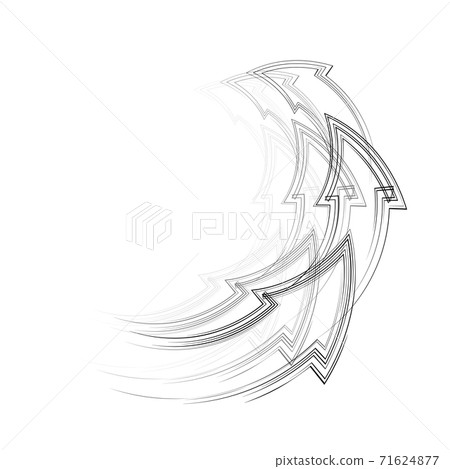 Semicircle frame made of dashed arrows. Separation object. Upward movement. Success and achievement. Vector outline object Semicircle frame made of dashed arrows. Separation object. Upward movement. Success and achievement. Vector outline object 71624877