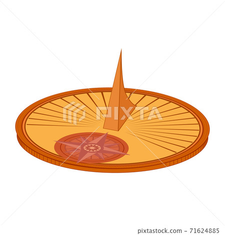 Colorful ancient sundial in isometry isolated on a white background. Old time dimension. Vector flat object 71624885