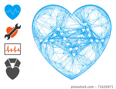 Network Dotted Heart Pulse Vector Mesh 71626971