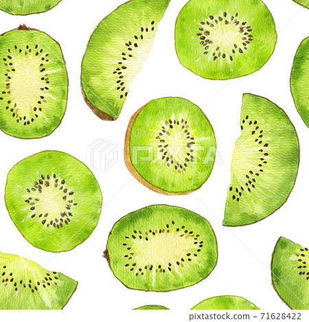 Watercolor seamless pattern with kiwi fruit… - 스톡일러스트 [71628422] - PIXTA