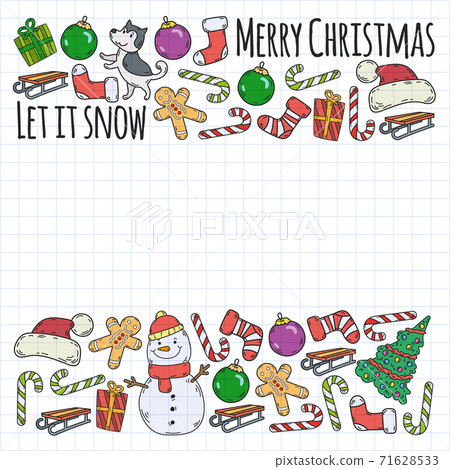 Christmas winter vector background with children. Kids vacation and sport. 71628533