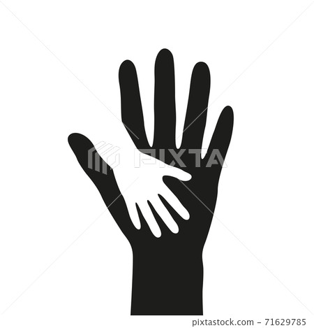 big and small black and white human hand isolated 71629785