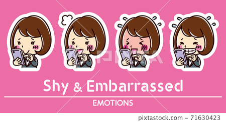 Facial expression set for smartphones and women / shy / embarrassing 71630423