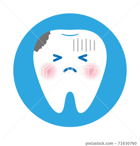 Tooth Decay Risk Icon Cartoon-style icon of teeth suffering from... - Stock Illustration ...