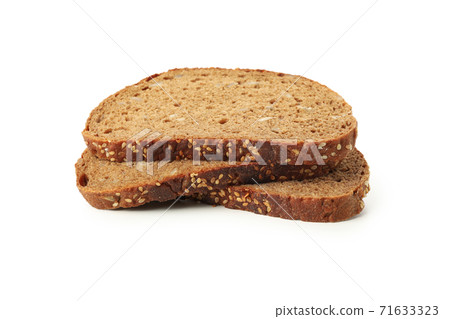 Slices of rye bread isolated on white background Slices of rye bread isolated on white background 71633323