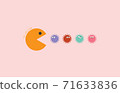 Covid Corona virus vaccine concept. Pacman vaccine eating covid 19 virus 71633836