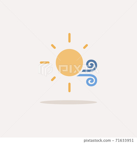 Wind and sun. Color icon with shadow. Weather vector illustration Wind and sun. Color icon with shadow. Weather vector illustration 71633951