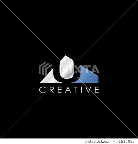 U Letter Negative Space Logo Creative Stock Illustration U Letter Negative Space Logo Creative Stock Illustration
