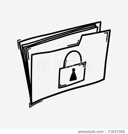 folder lock secure doodle vector icon. Drawing sketch illustration hand drawn line eps10 71635368