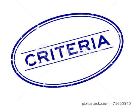 Grunge blue criteria word oval rubber seal stamp on white background 71635540