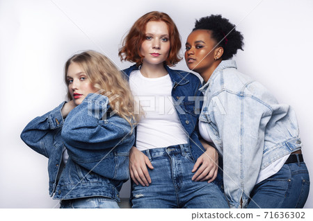 diverse multi nation girls group, teenage friends company cheerful having fun, happy smiling, cute posing isolated on white background, lifestyle people concept, african-american and caucasian diverse multi nation girls group, teenage friends company cheerful having fun, happy smiling, cute posing isolated on white background, lifestyle people concept, african-american and caucasian 71636302