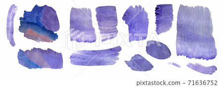 Watercolor stains. Set of purple spots. Transitions with watercolor paint. Isolated on white background. Watercolor texture element for cards, prints, for text design, websites. Watercolor stains. Set of purple spots. Transitions with watercolor paint. Isolated on white background. Watercolor texture element for cards, prints, for text design, websites. 71636752