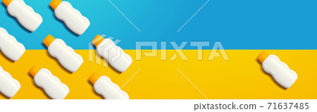 Yellow and white sunblock bottles Yellow and white sunblock bottles 71637485