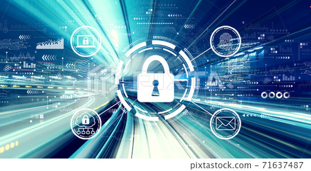 Internet network security concept with high speed motion blur 71637487