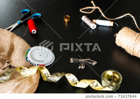Handicraft is a fascinating hobby. Sewing art at home concept Handicraft is a fascinating hobby. Sewing art at home concept 71637644