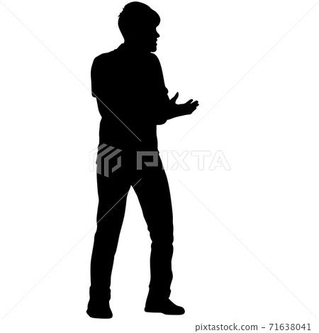 Black silhouettes man with arm raised on a white background 71638041