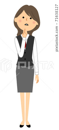 Woman in uniform thinking Woman in uniform thinking 71638127