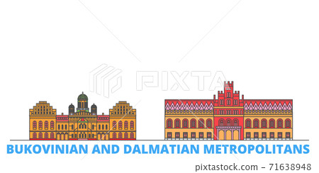 Ukraine, Bukovinian And Dalmatian Metropolitans line cityscape, flat vector. Travel city landmark, oultine illustration, line world icons 71638948