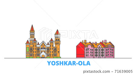 Russia, Yoshkar Ola line cityscape, flat vector. Travel city landmark, oultine illustration, line world icons Russia, Yoshkar Ola line cityscape, flat vector. Travel city landmark, oultine illustration, line world icons 71639005