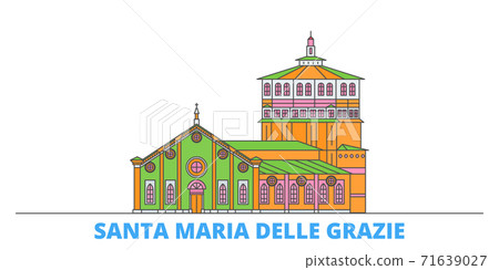 Italy, Santa Maria Delle Grazie line cityscape, flat vector. Travel city landmark, oultine illustration, line world icons 71639027
