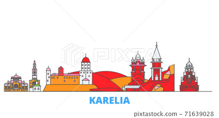 Russia, Karelia line cityscape, flat vector. Travel city landmark, oultine illustration, line world icons 71639028